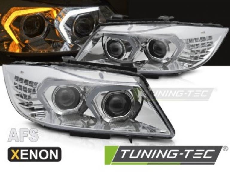 Xenon LED Angel Eyes Scheinwerfer passend für BMW 3er E90/E91 LCI 09-11 chrom mit LED Blinker