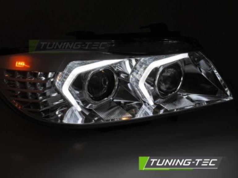 Preview: Xenon LED Angel Eyes Scheinwerfer für BMW 3er E90/E91 LCI 09-11 chrom mit LED Blinker