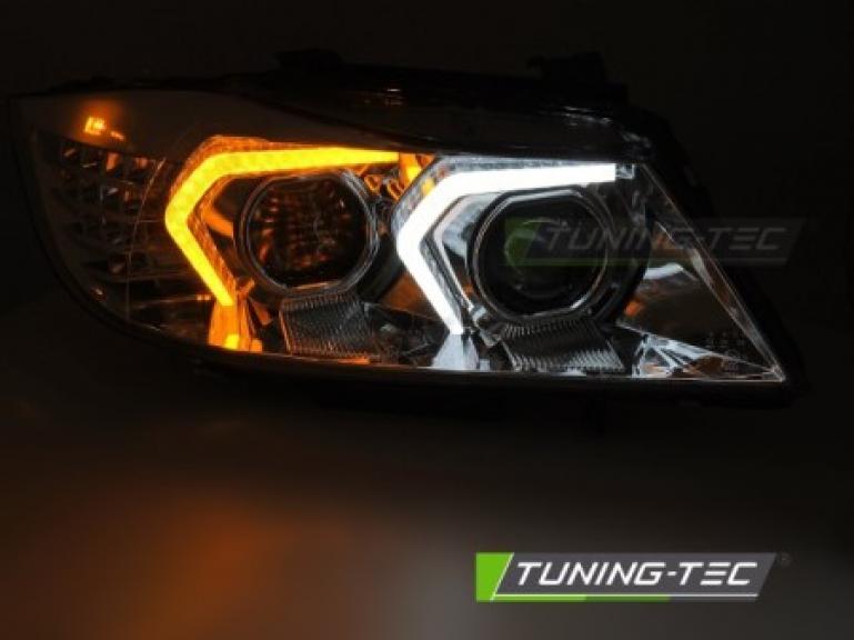 Preview: Xenon LED Angel Eyes Scheinwerfer für BMW 3er E90/E91 LCI 09-11 chrom mit LED Blinker