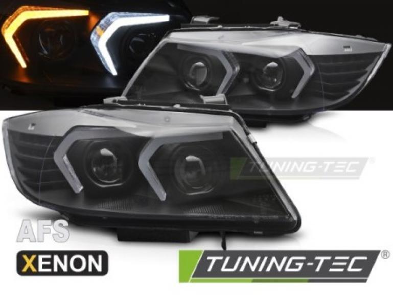 Xenon LED Angel Eyes Scheinwerfer passend für BMW 3er E90/E91 LCI 09-11 chrom mit LED Blinker
