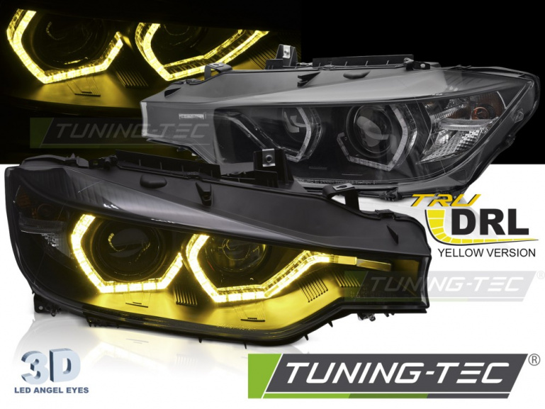 Upgrade "Y-Light" LED Tagfahrlicht Angel Eyes Scheinwerfer Set für BMW 3er F30/F31 11-15 schwarz