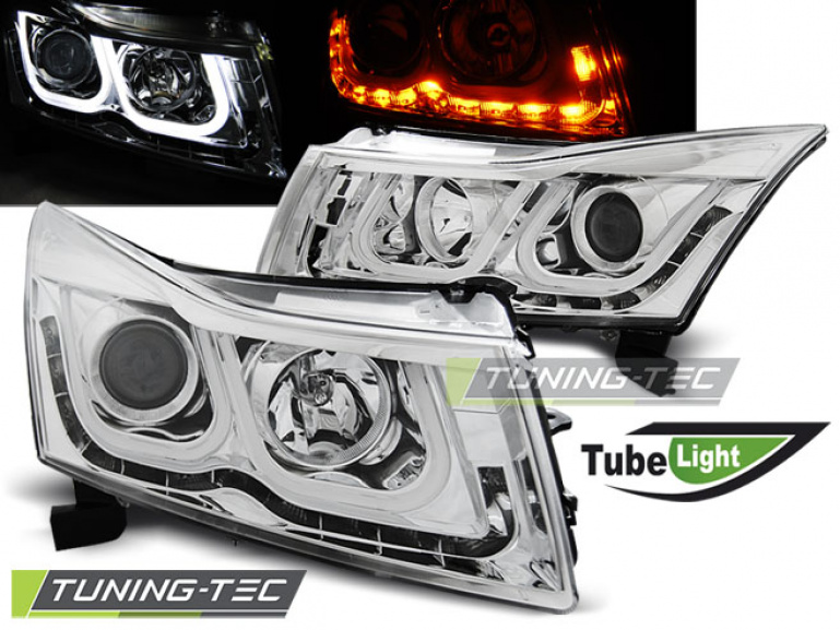LED Tagfahrlicht Design Scheinwerfer für Chevrolet Cruze 09-12 chrom mit LED Blinker
