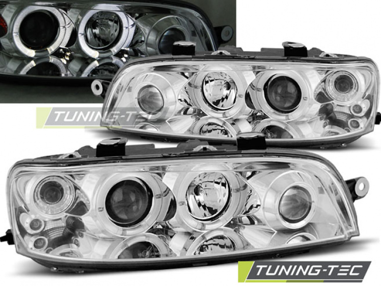 LED Angel Eyes Scheinwerfer für Fiat Punto 2 99-03 chrom