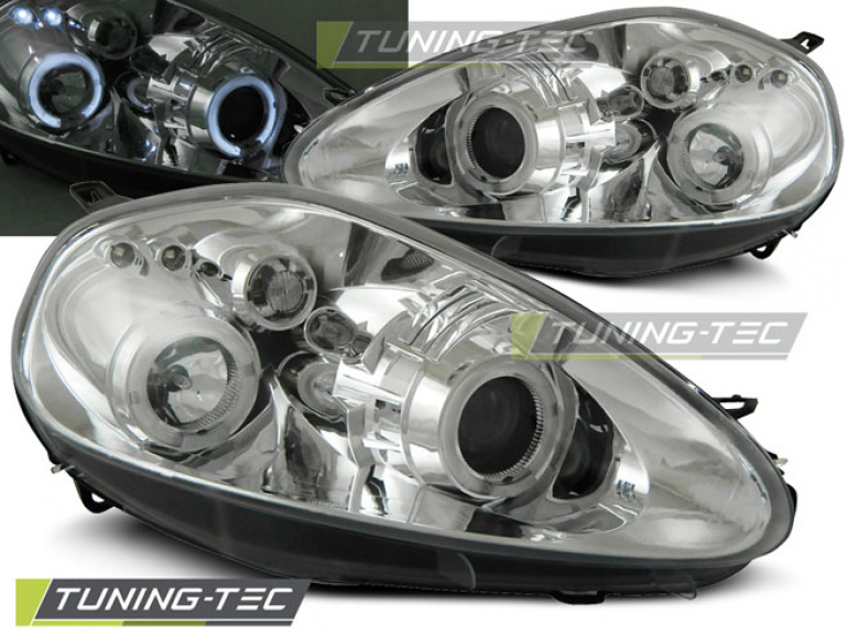 LED Angel Eyes Scheinwerfer für Fiat Grande Punto 05-08 chrom