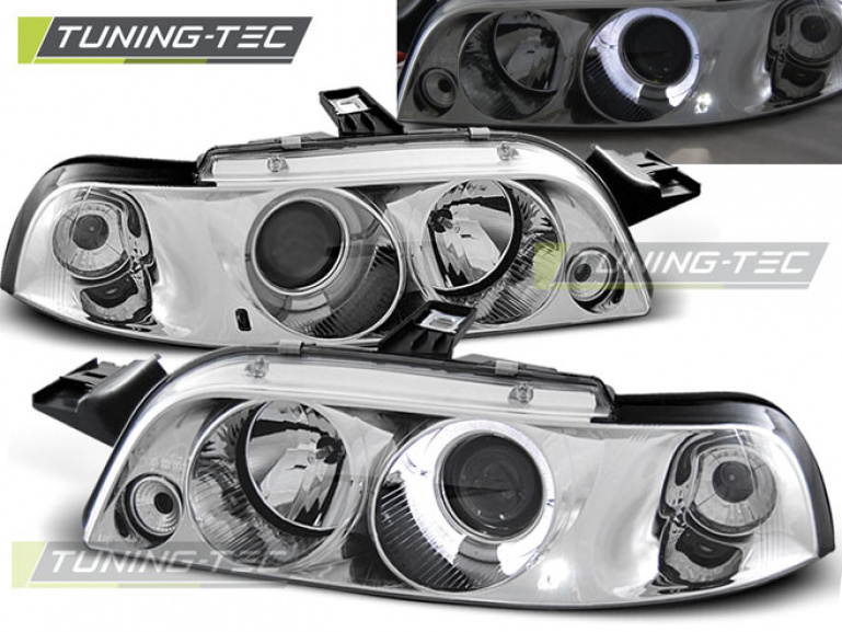 LED Angel Eyes Scheinwerfer für Fiat Punto 1 (Typ 176) 93-99 chrom