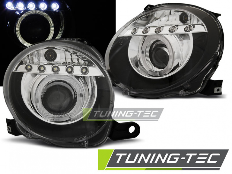LED Tagfahrlicht Design Scheinwerfer für Fiat 500 07-15 schwarz