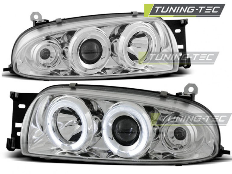LED Angel Eyes Scheinwerfer für Ford Fiesta MK4 95-99 chrom
