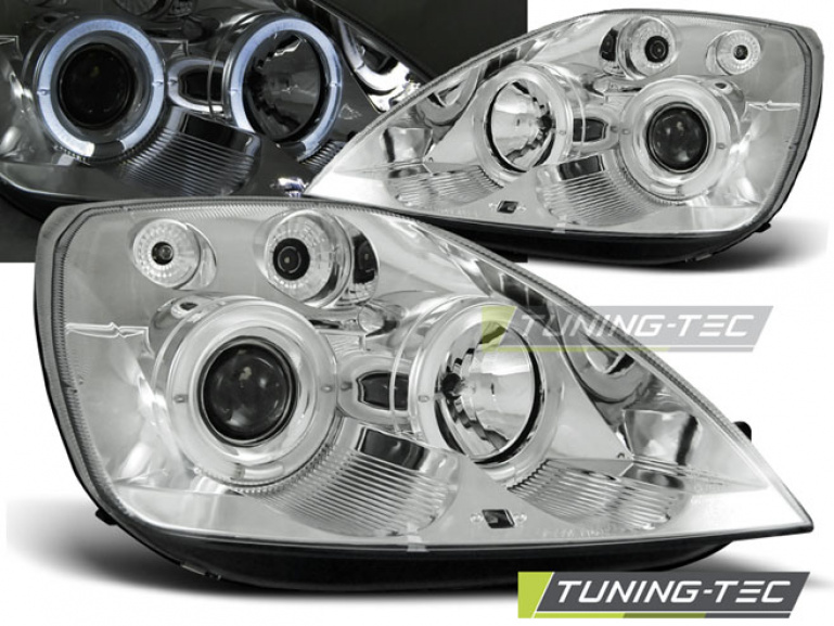 LED Angel Eyes Scheinwerfer für Ford Fiesta MK6 02-05 chrom