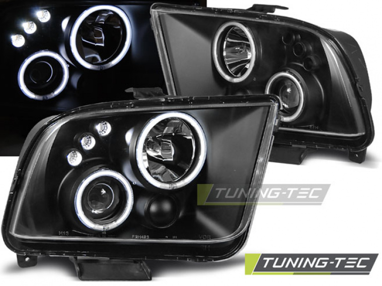 LED Angel Eyes Scheinwerfer für Ford Mustang IV 04-09 schwarz