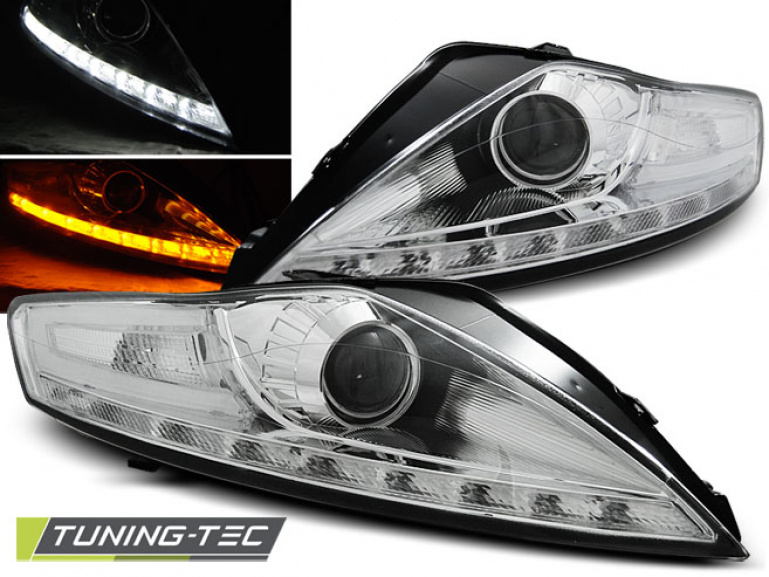 LED Tagfahrlicht Design Scheinwerfer für Ford Mondeo 07-10 chrom mit LED Blinker