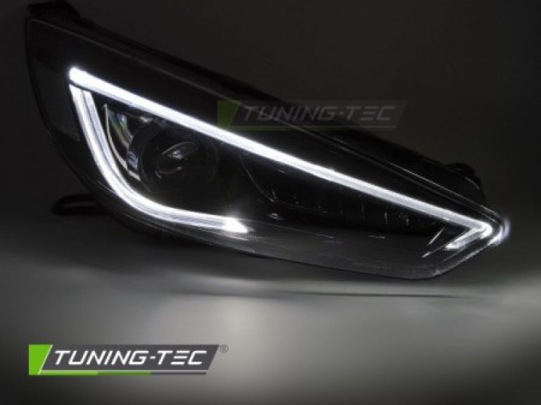 LED Tagfahrlicht Scheinwerfer Set für Ford Focus MK3 Facelift 14-18 schwarz mit dyn. Blinker
