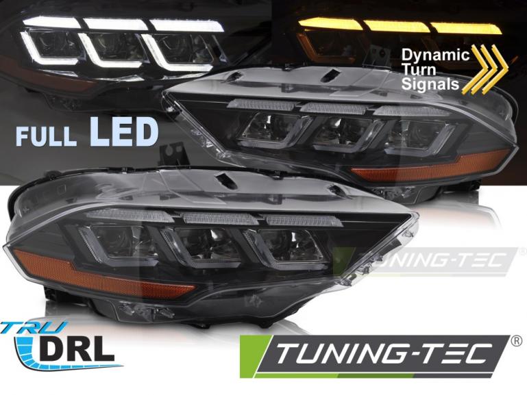 VOLL LED Upgrade Design Tagfahrlicht Scheinwerfer Set für Ford Mustang 18-22 schwarz mit dyn. Blinker & Willkommensfunktion