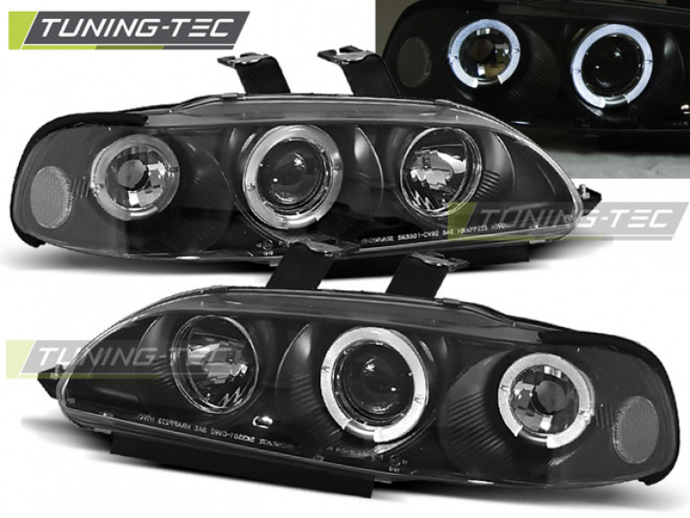 LED Angel Eyes Scheinwerfer für Honda Civic Coupe/3-Türer 91-95 schwarz