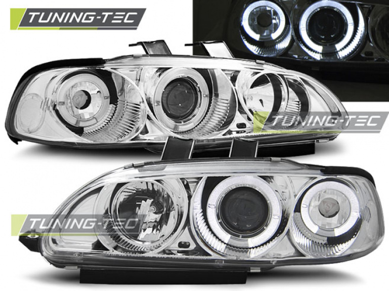LED Angel Eyes Scheinwerfer für Honda Civic 4 Türer 91-95 chrom