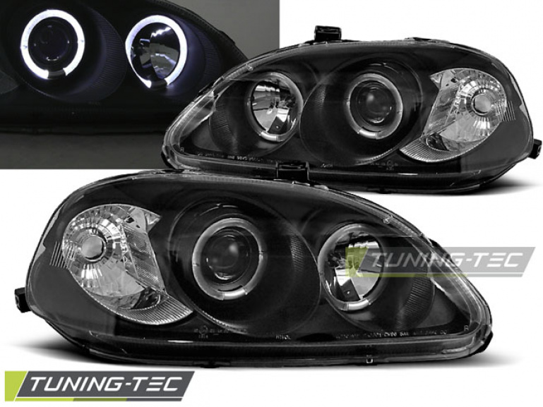 LED Angel Eyes Scheinwerfer für Honda Civic 95-99 schwarz