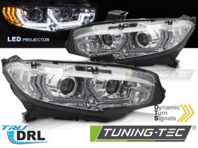 VOLL LED Upgrade Design Tagfahrlicht Scheinwerfer Set für Honda Civic X 16-21 chrom mit dyn. Blinker
