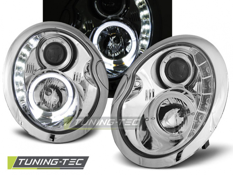 LED Tagfahrlicht Design Scheinwerfer für Mini Cooper 01-06 chrom