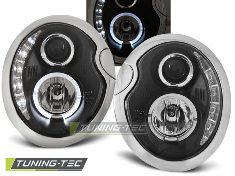 LED Tagfahrlicht Design Scheinwerfer für Mini Cooper 01-06 schwarz