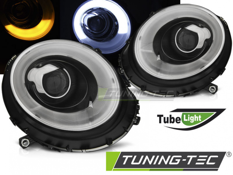 LED Tagfahrlicht Design Scheinwerfer für Mini Cooper R55/R56/R57 06-14 schwarz mit LED Blinker LTI