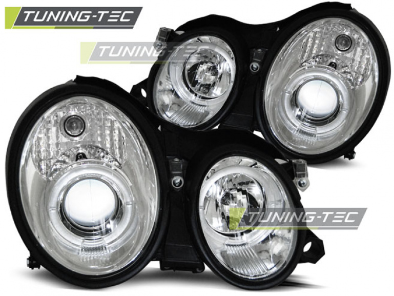 LED Angel Eyes Scheinwerfer für Mercedes Benz CLK W208 97-02 chrom