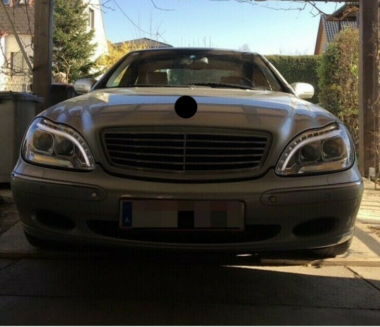 Preview: LED Tagfahrlicht Design Scheinwerfer für Mercedes Benz S-Klasse W220 98-05 chrom mit LED Blinker