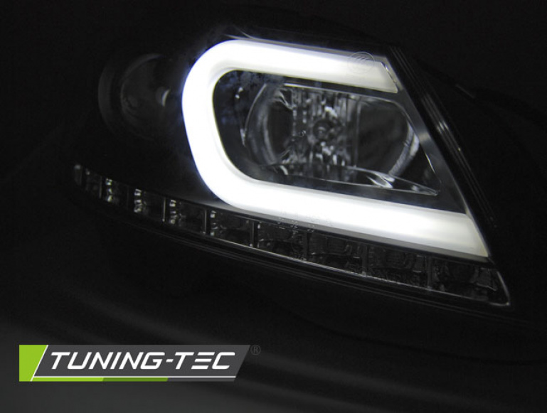 LED Tagfahrlicht Design Scheinwerfer für Mercedes Benz C-Klasse W204 11-14 (Mopf) schwarz