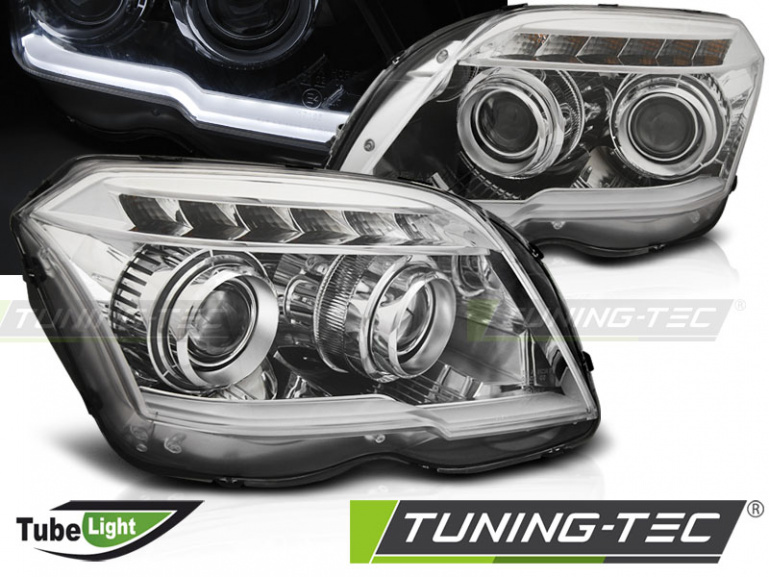 LED Tagfahrlicht Design Scheinwerfer für Mercedes Benz GLK X204 08-12 chrom
