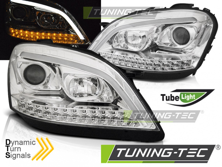 LED Tagfahrlicht Design Scheinwerfer für Mercedes Benz ML W164 05-08 chrom mit dynamischem LED Blinker
