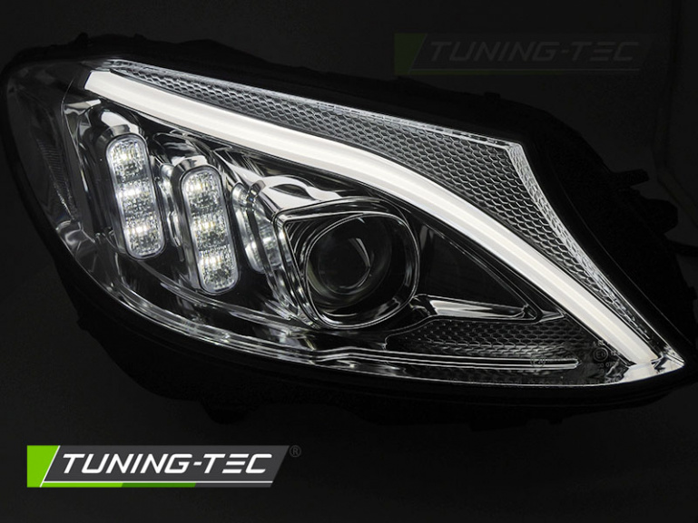 Upgrade LED Tagfahrlicht Scheinwerfer für Mercedes Benz C-Klasse W205 14-18 chrom mit dyn. Blinker