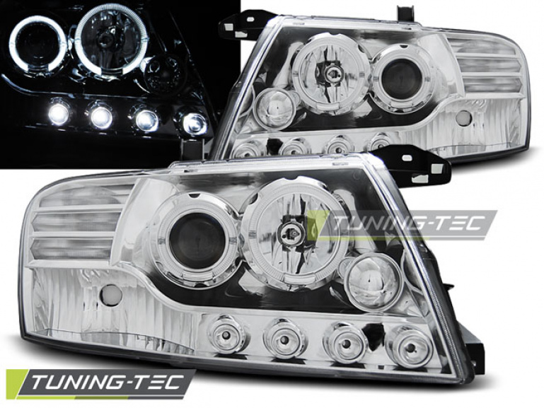 LED Angel Eyes Scheinwerfer für Mitsubishi Pajero V60 00-06 chrom