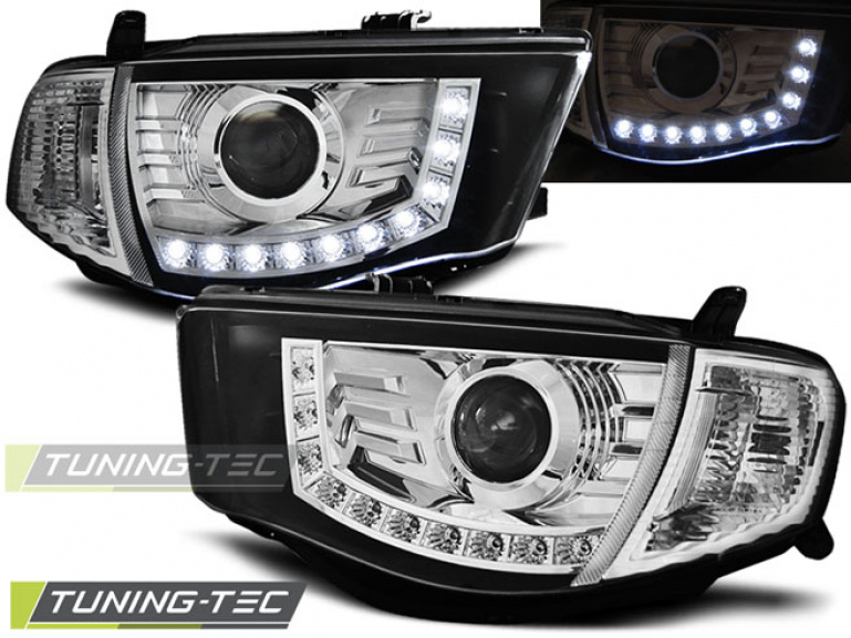 LED Tagfahrlicht Design Scheinwerfer für Mitsubishi L200 06-10 chrom