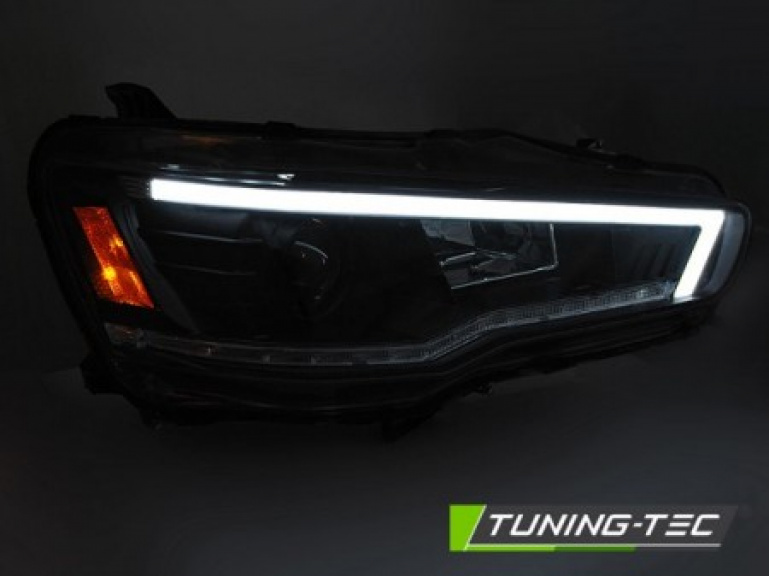 LED Tagfahrlicht Design Scheinwerfer für Mitsubishi Lancer VIII 08-16 schwarz mit dynamischem LED Blinker