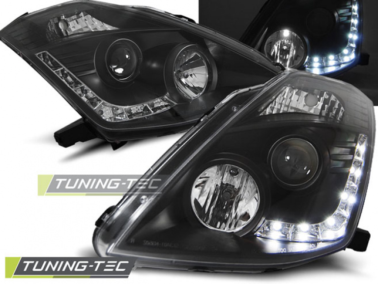 LED Tagfahrlicht Design Scheinwerfer für Nissan 350Z 03-05 schwarz