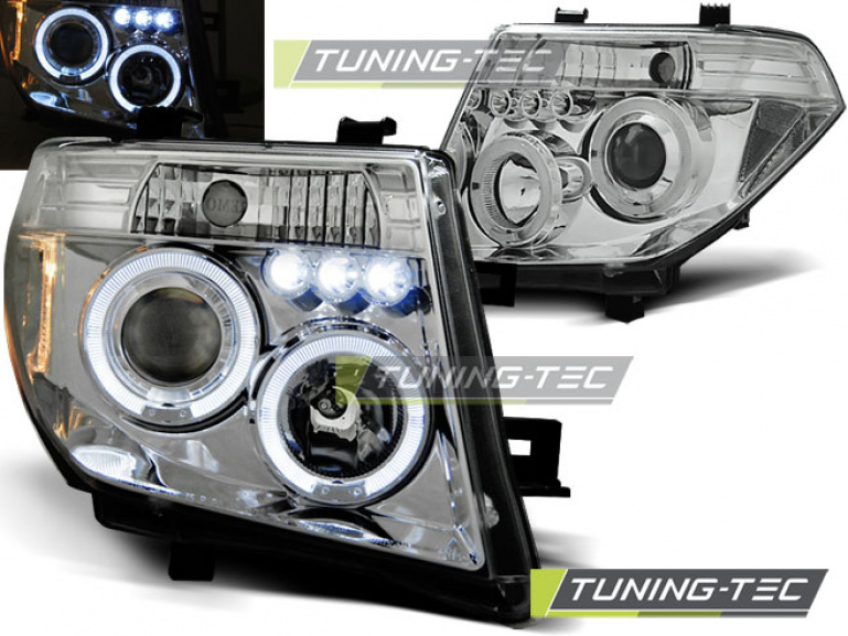 LED Angel Eyes Scheinwerfer für Nissan Navara / Pathfinder 05-10 chrom
