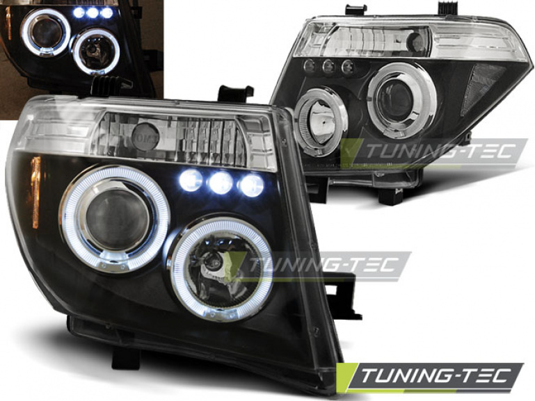 LED Angel Eyes Scheinwerfer für Nissan Navara / Pathfinder 05-10 schwarz