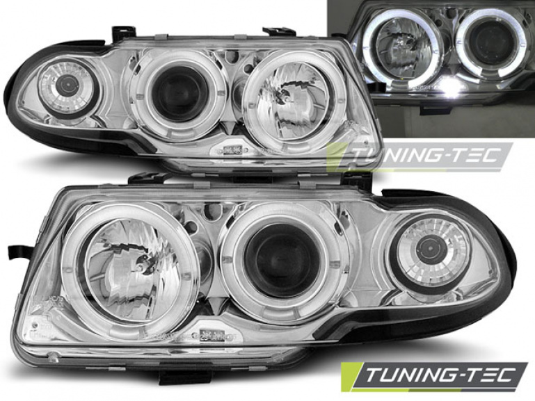 Scheinwerfer Angel Eyes LED chrom + Blinker passt für BMW 5er E60