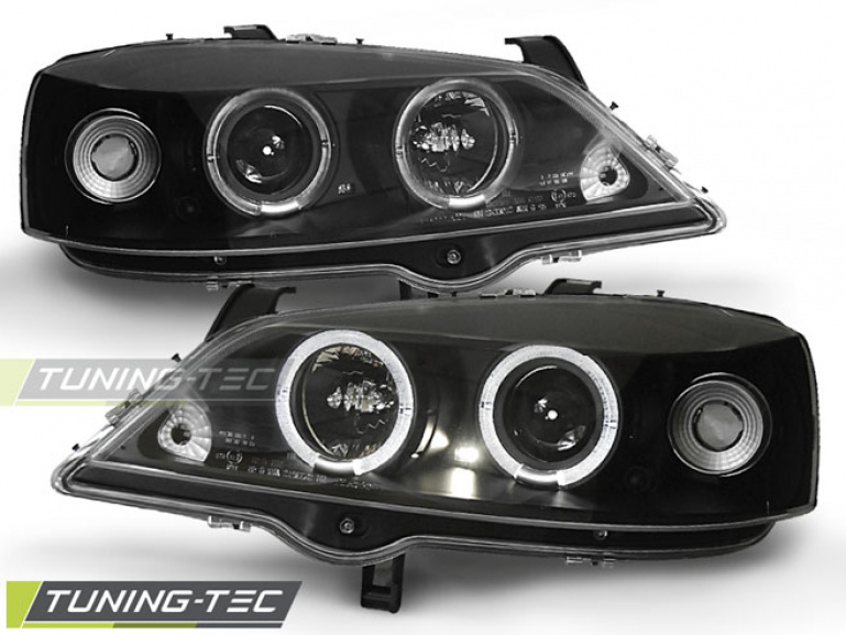 LED Angel Eyes Scheinwerfer für Opel Astra G 98-04 schwarz