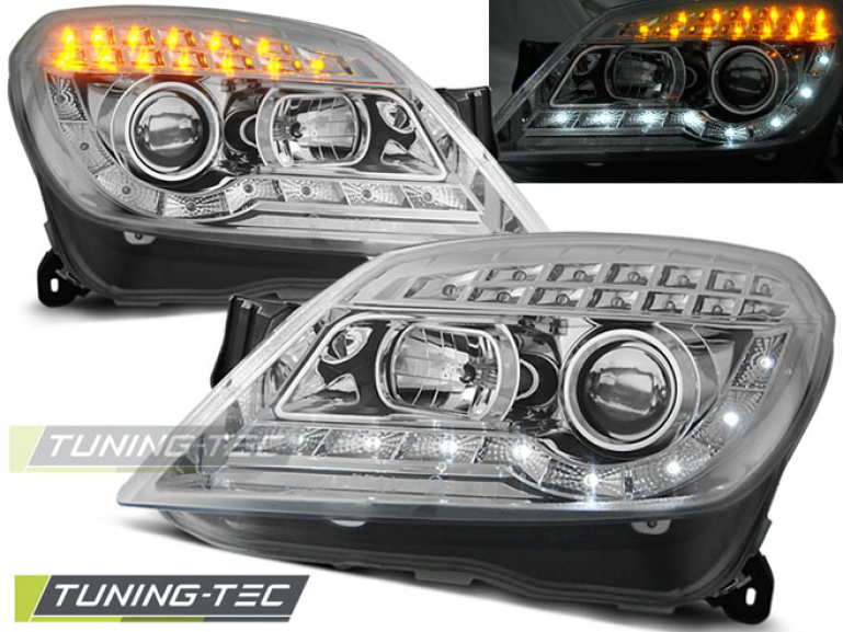 LED Tagfahrlicht Design Scheinwerfer für Opel Astra H 04-09 chrom mit LED Blinker