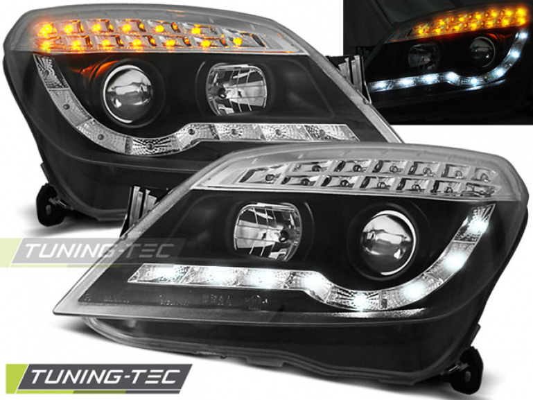 LED Tagfahrlicht Design Scheinwerfer für Opel Astra H 04-09 schwarz mit LED Blinker