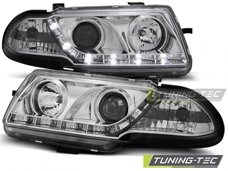 LED Tagfahrlicht Design Scheinwerfer für Opel Astra F 91-94 chrom