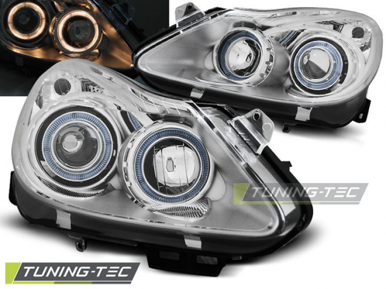 LED Angel Eyes Scheinwerfer für Opel Corsa D 06-11 chrom