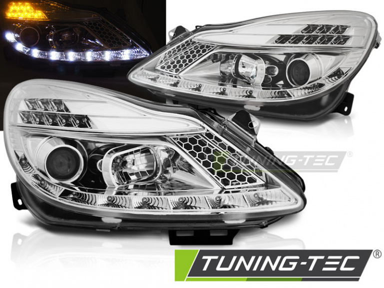 LED Tagfahrlicht Design Scheinwerfer für Opel Corsa D 06-11 chrom