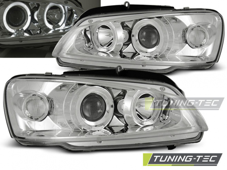 LED Angel Eyes Scheinwerfer für Peugeot 106 96-03 chrom