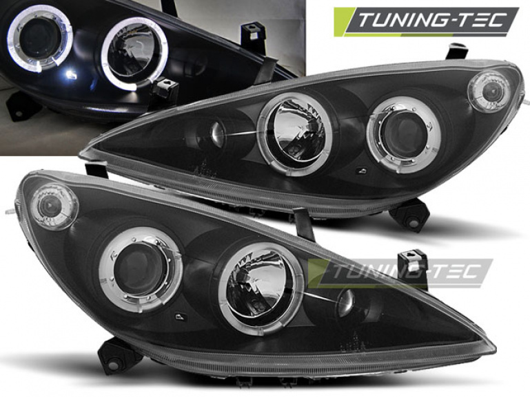 LED Angel Eyes Scheinwerfer für Peugeot 307 01-05 schwarz