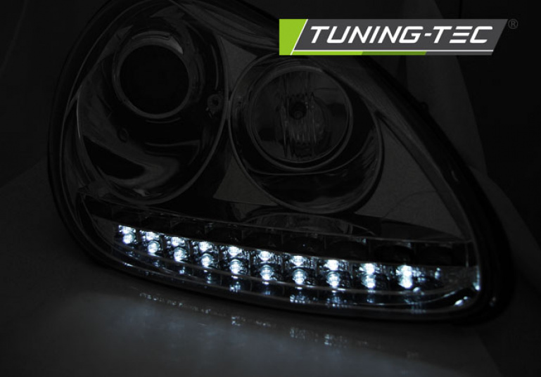 Xenon LED Tagfahrlicht Design Scheinwerfer für Porsche Cayenne 955 02-06 chrom