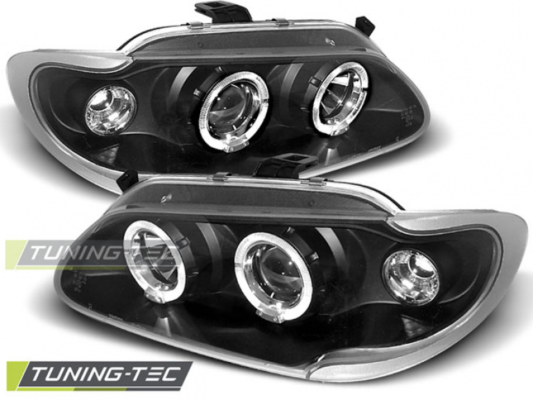 LED Angel Eyes Scheinwerfer für Renault Megane / Scenic 96-99 schwarz