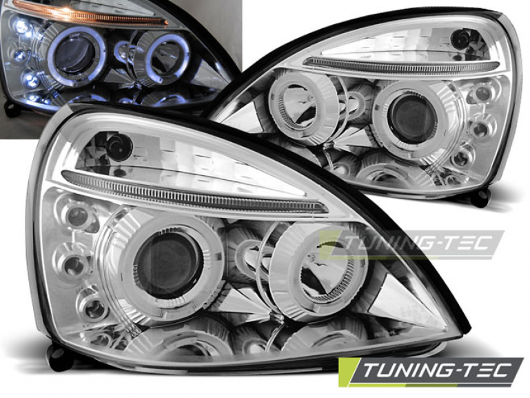 LED Angel Eyes Scheinwerfer für Renault Clio 2 01-05 chrom