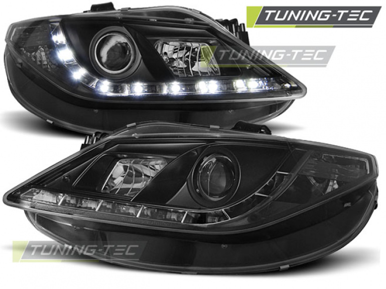 LED Tagfahrlicht Design Scheinwerfer für Seat Ibiza 6J 08-12 schwarz