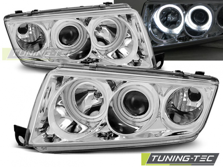 CCFL Angel Eyes Scheinwerfer für Skoda Fabia 1 99-08 chrom