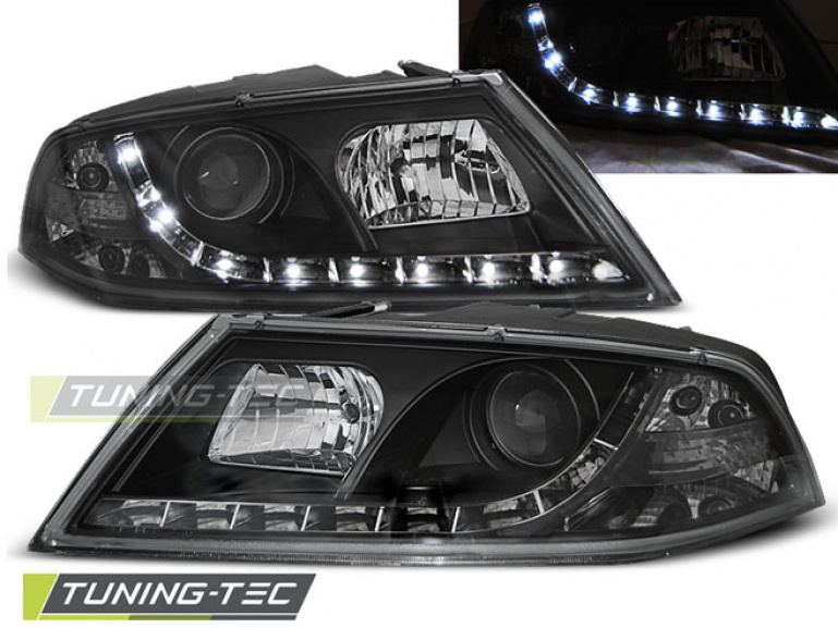 LED Tagfahrlicht Design Scheinwerfer für Skoda Octavia 2 (1Z) 04-08 schwarz